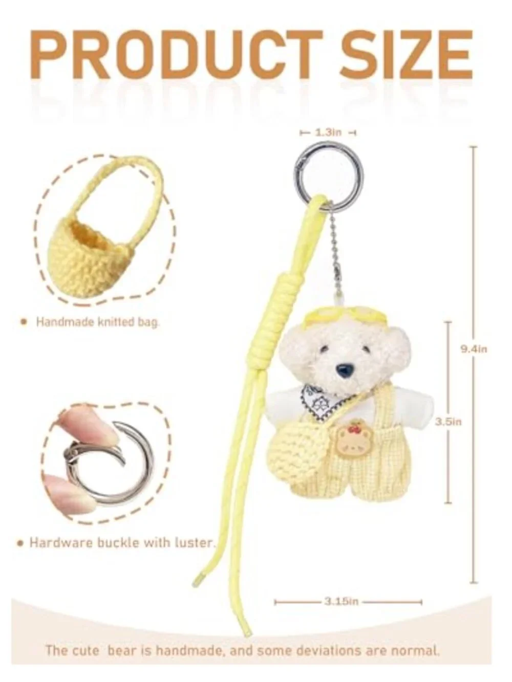 Cute Plush Bear Keychain Bag Charm Purse Charm for Women